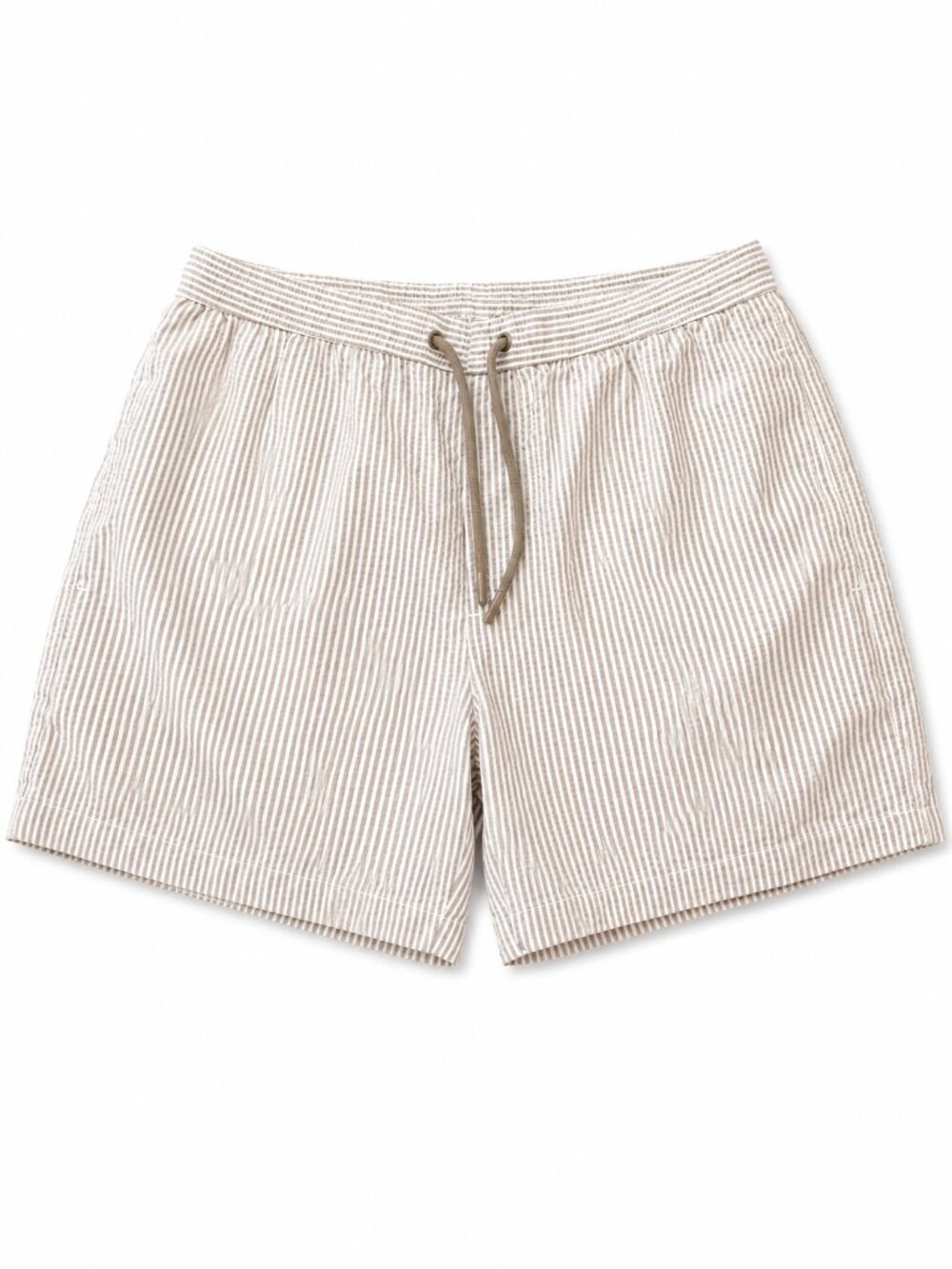 Zara Seersucker Stripe Drawstring Shorts Tan Medium 5" Inseam